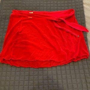 Red sheer swimsuit cover-up skirt M